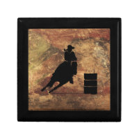 Barrel Racing Girl Silhouette on a Grunge Texture