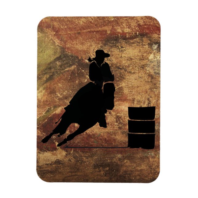 Barrel Racing Girl Silhouette on a Grunge Texture Magnet (Vertical)