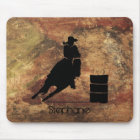 Barrel Racing Girl Silhouette on a Grunge Texture