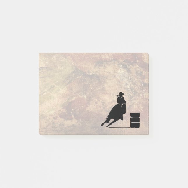 Barrel Racing Girl Silhouette on a Grunge Texture Post-it Notes (Front)