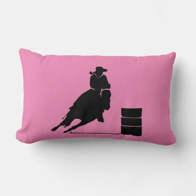 Barrel Racing Girl Silhouette on a Pink Background Lumbar Pillow (Front)