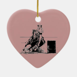 Barrel Racing Horse Ceramic Ornament