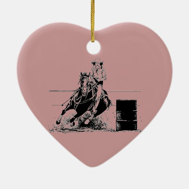 Barrel Racing Horse Ceramic Ornament (Back)
