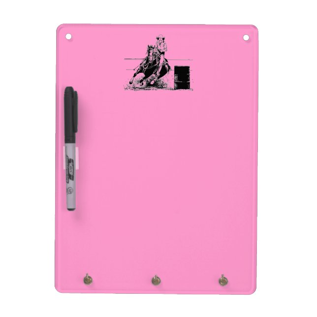Barrel Racing Horse & Cowgirl Dry Erase Board (Front)