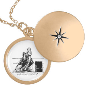 Barrel Racing Horse Locket Necklace