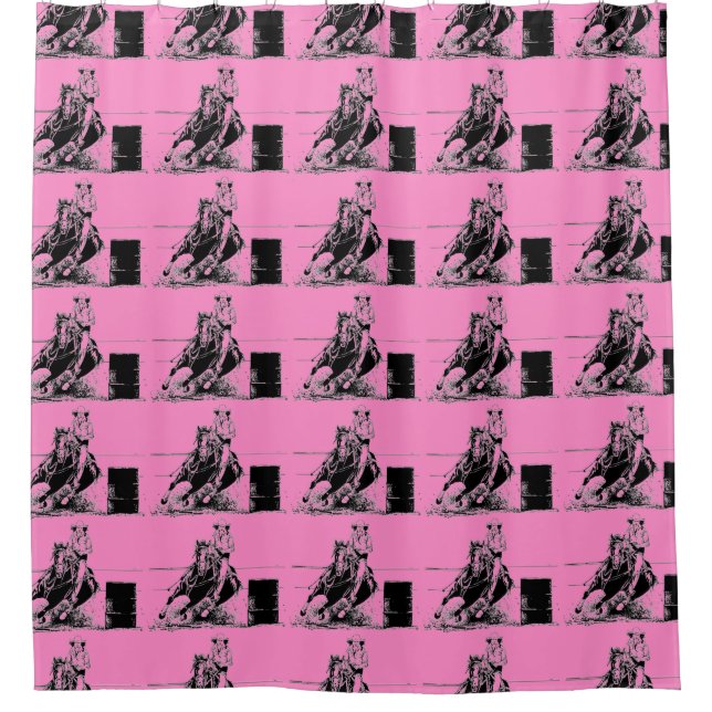 Barrel Racing Horse & Rider Shower Curtain (Front)