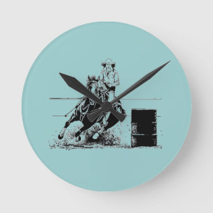 Barrel Racing Horse Round Clock
