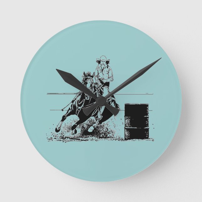 Barrel Racing Horse Round Clock (Front)