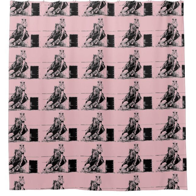 Barrel Racing Horse Shower Curtain (Front)