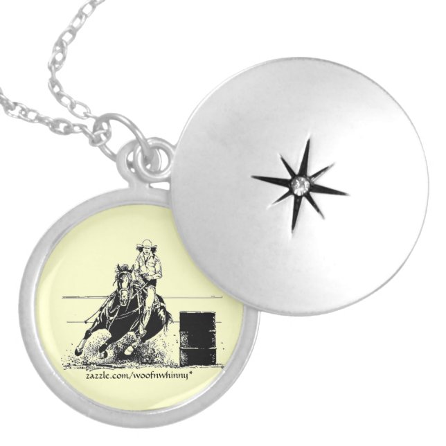 Barrel Racing Horse Silver Plated Necklace (Front)