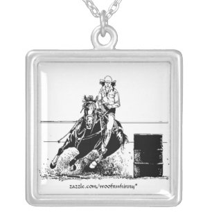 Barrel Racing Horse Silver Plated Necklace