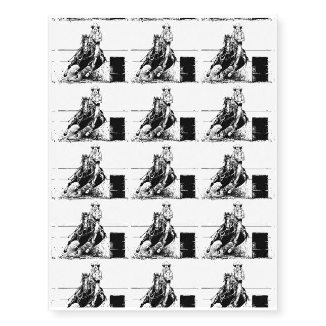 Barrel Racing Horse Temporary Tattoos (Front)