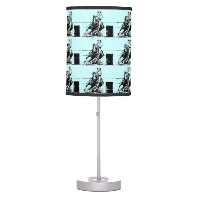Barrel Racing Horse with Cowgirl Table Lamp (Front)