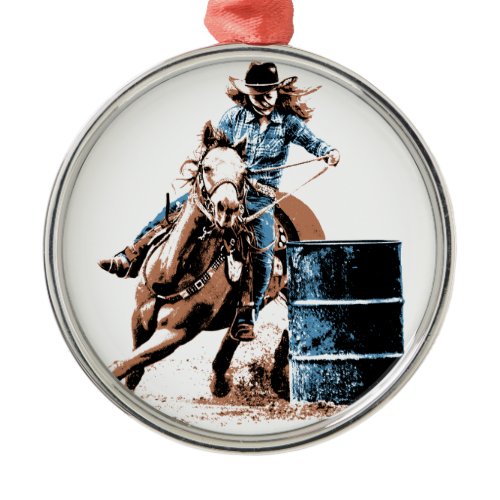Barrel Racing Metal Ornament