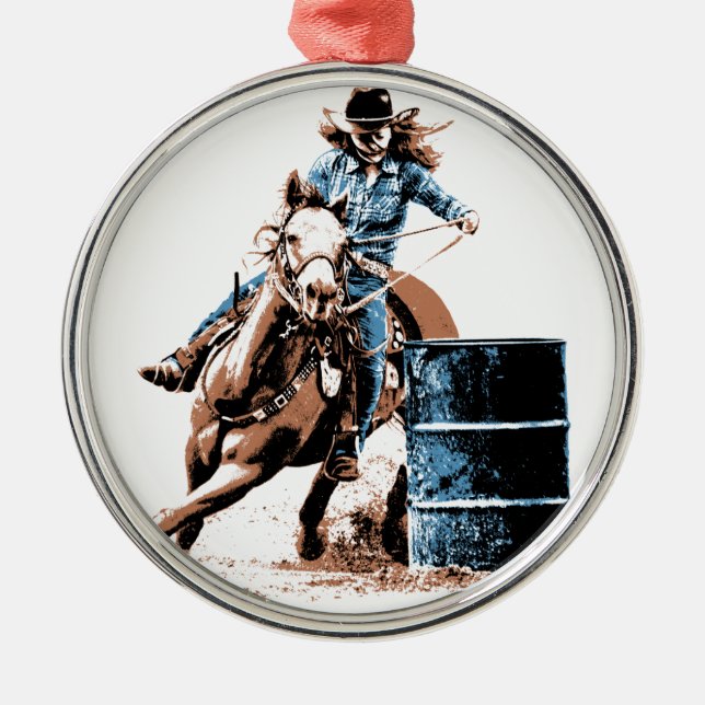 Barrel Racing Metal Ornament (Front)