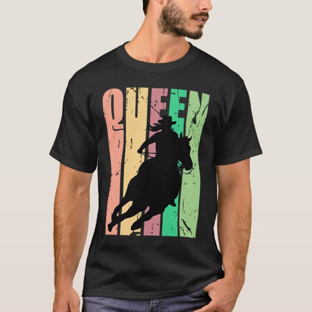 Barrel Racing Queen Rodeo Women Cowgirls Retro Vin T-Shirt (Front)