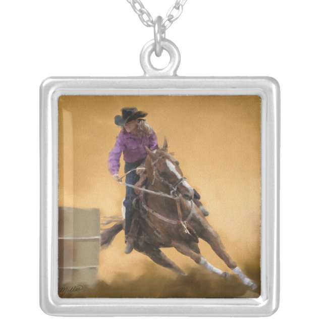 Barrel Racing Silver Plated Necklace (Front)