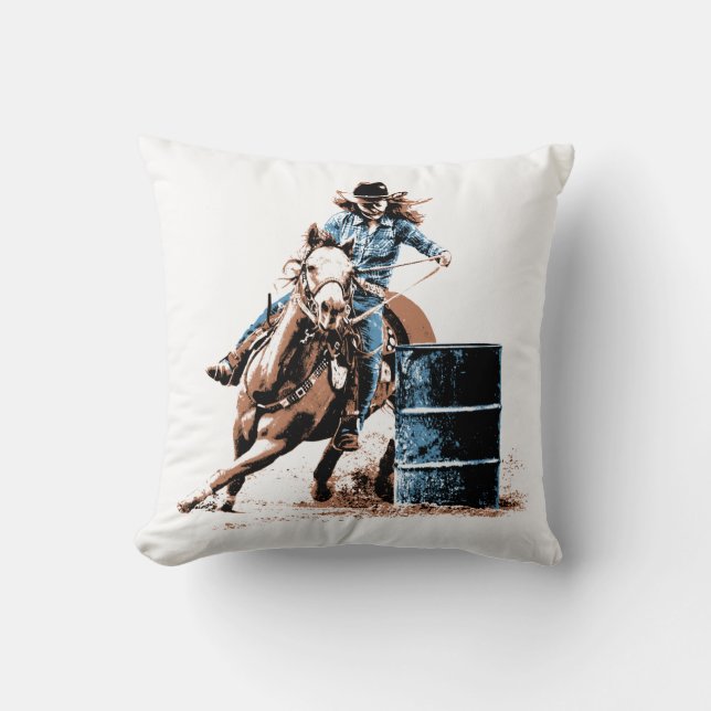 Barrel Racing Throw Pillow (Front)