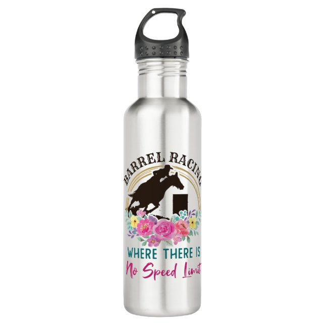 Barrel Racing Where There Is No Speed Limit Stainless Steel Water Bottle (Front)