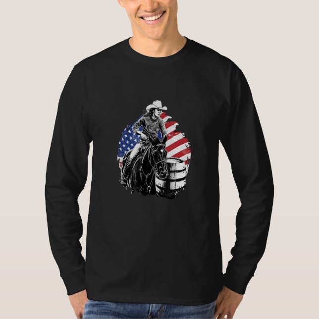 Barrel Riding Western Cowgirl T-Shirt (Front)