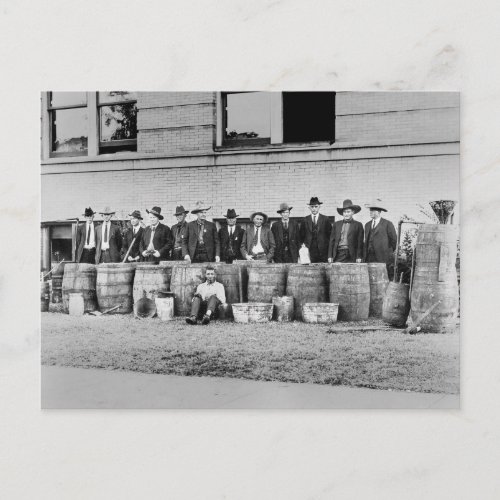 Barrels of Bootleg Liquor 1922 Postcard