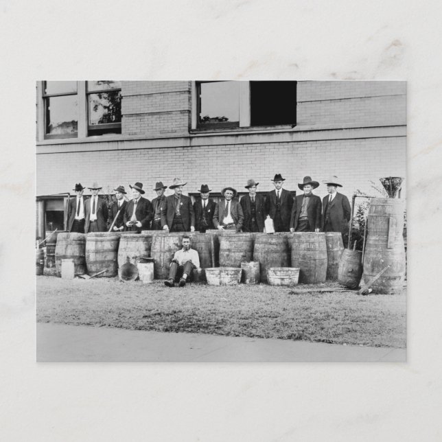 Barrels of Bootleg Liquor, 1922 Postcard (Front)