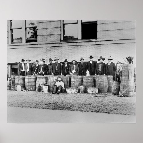 Barrels of Bootleg Liquor 1922 Vintage Photo Poster