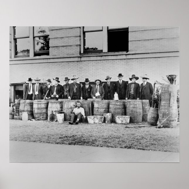 Barrels of Bootleg Liquor, 1922. Vintage Photo Poster (Front)