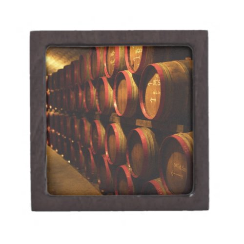 Barrels of Tokaj wine stacked in the Disznoko Gift Box