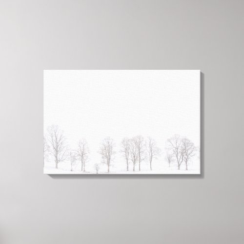 Barren trees in winter in snow white world canvas