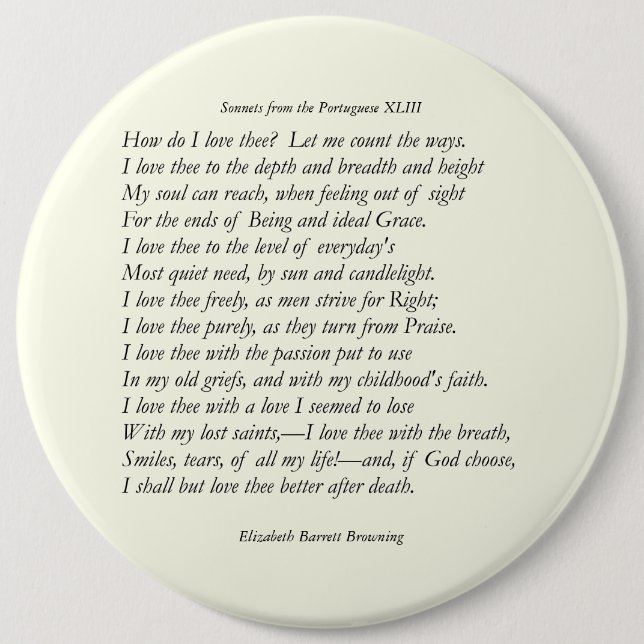 Barrett Browning - Sonnets from the Portuguese 43 Button (Front)