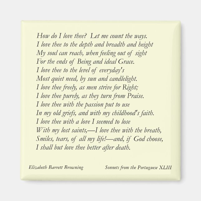 Barrett Browning - Sonnets from the Portuguese #43 Magnet (Front)