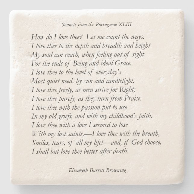 Barrett Browning - Sonnets from the Portuguese 43 Stone Coaster (Front)