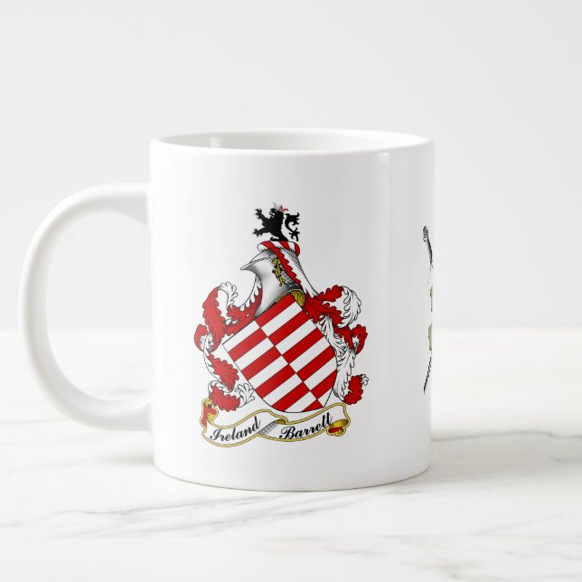 Barrett Irish Coat of Arms Personalized Giant Coffee Mug (Left)