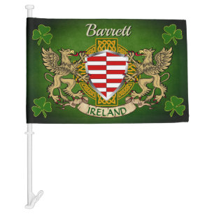 Barrett Irish Shield & Celtic Cross Personalized Car Flag