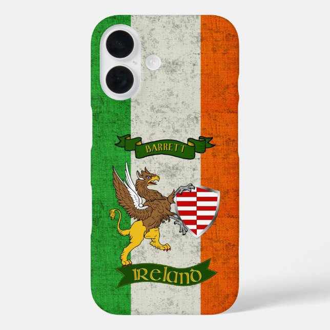 Barrett Irish Shield & Griffin Personalized       Case-Mate iPhone Case (Back)