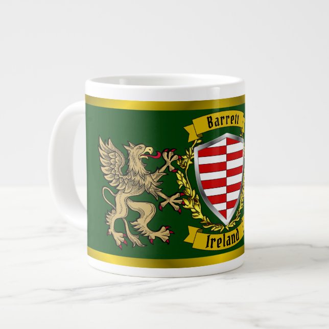 Barrett Irish Shield & Griffins Giant Coffee Mug (Front Left)