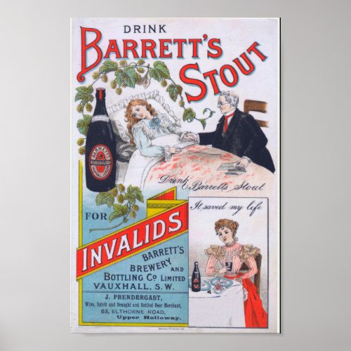 Barretts Stout Vintage Advertising Poster