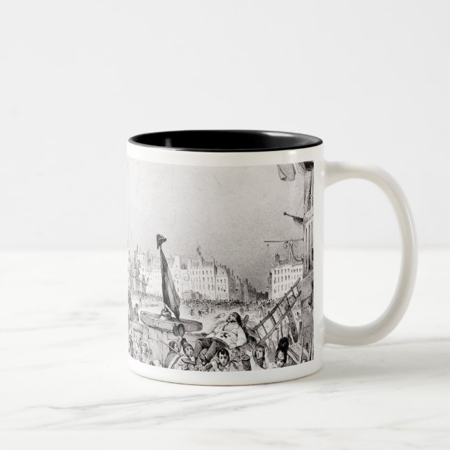 Barricade at the Rue Dauphine Two-Tone Coffee Mug (Right)