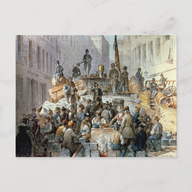 Barricades in Marzstrasse, Vienna, 1848 Postcard (Front)