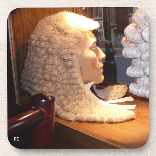 "Barrister's Wig" Beverage Coaster (Front)