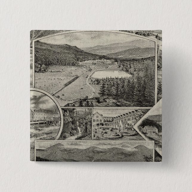 Barron & Merrill's White Mountain houses, NH Pinback Button (Front)