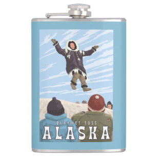 Barrow, Alaska Blanket Toss Vintage Travel Flask
