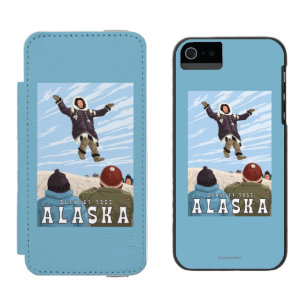 Barrow, Alaska Blanket Toss Vintage Travel iPhone SE/5/5s Wallet Case
