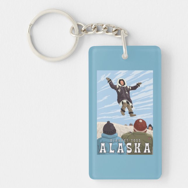 Barrow, Alaska Blanket Toss Vintage Travel Keychain (Front)