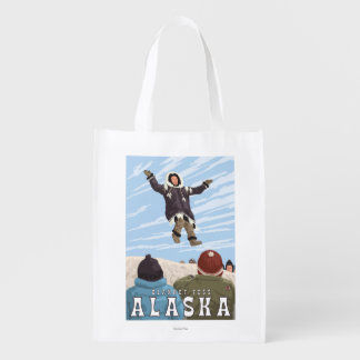 Barrow, Alaska Blanket Toss Vintage Travel Reusable Grocery Bag