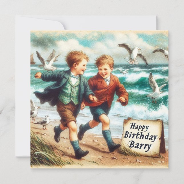 BARRY ~ Birthday Card ~ Fun at the Beach ~ (Front)