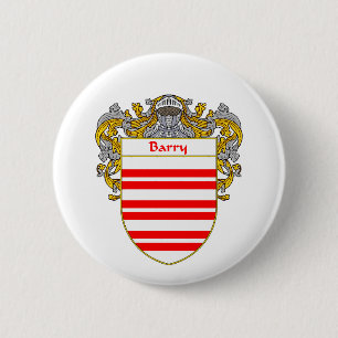 Barry Coat of Arms/Family Crest (Mantled) Button