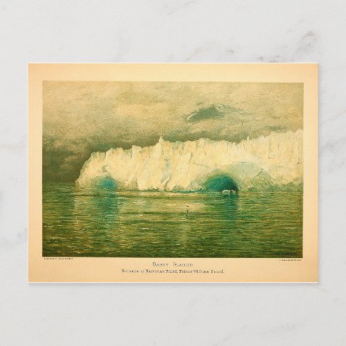 Barry Glacier Alaska vintage Prince William Sound Postcard