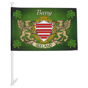 Barry Irish Shield & Celtic Cross Personalized Car Flag